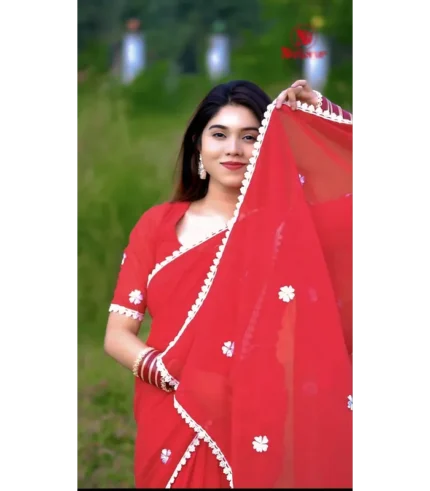 Geogette Embroiry Saree
