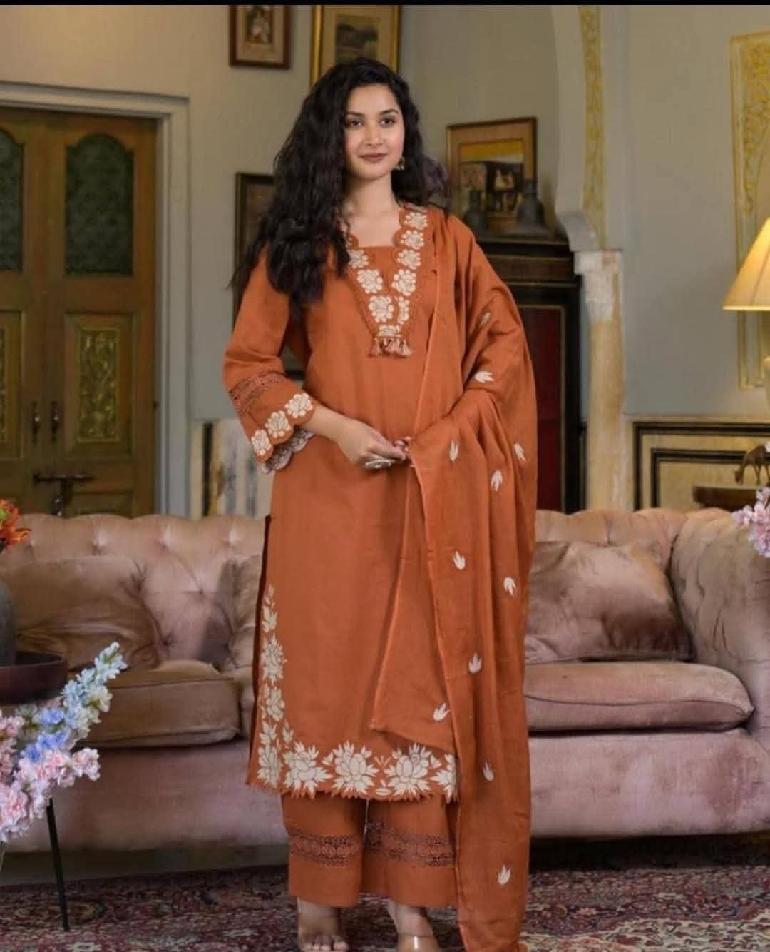 embroidred three piece